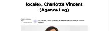 Tribune de Charlotte Vincent dans Stratégies - Agence Lug